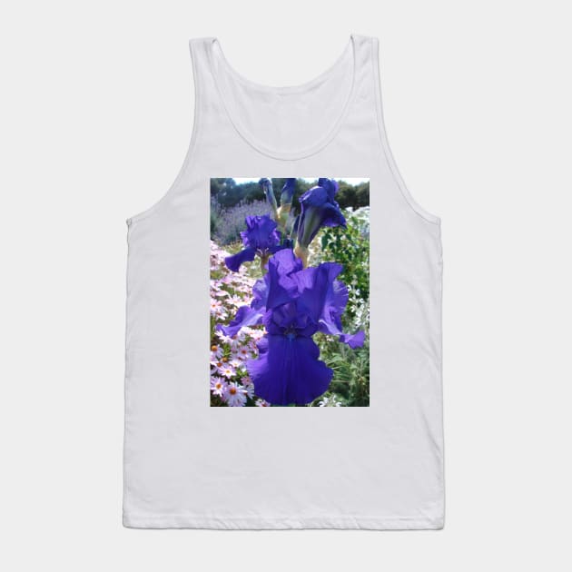 Iris Flower Indigo Purple Tank Top by SarahRajkotwala